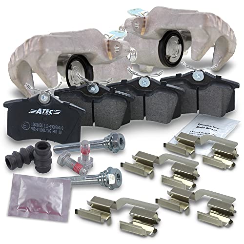 ATEC Germany 2x Žtrier de frein arri re gauche & droit + plaquettes de frein arri re Compatible avec A udi A3, SEAT ALTEA, LEON, TOLEDO, SKODA OCTAVIA 2, YETI, VW BEETLE, EOS, GOLF PLUS V, Golf 5 & 6,