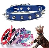 Spiked Dog Collar Mushrooms Rivet Soft Pu Leather Spike Stud Studded Cat Collar, Adjustable for Kitt