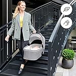 Kinderkraft EVERYDAY Kinderwagen 2 in 1 Komplettset bis 27 kg, XL-Babywanne mit Matratze, wasserfesten Material mit UPF50+, 4-Reifen Federung, Wickeltasche Fußsack Adapter im set, Bird Muster