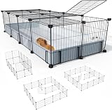 BUCATSTATE ペットサークル ペットゲージ モルモット ケージ 兎 ケージ 底付き仕様 水漏れ防止 ドア付き 小動物用 安定性良い 自由 簡単組み立て DIY 脱走防止 室内 屋外 多頭 うさぎ モルモット 小型犬 猫 パネル20枚 30*30cm ペット用品 L【縦格子タイプ】