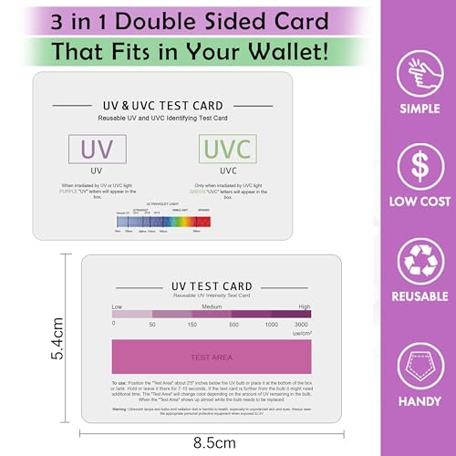 Image of SaiTech IT | UV & UVC Test Card & UV Intensity Test Card | 3-in-1 UV Test Card | UVA & UVC Light Identifying Card | UV Bulb & LED Intensity Reading Card | UV Dosage Indicator Card | UVB Tester
