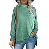 OFEEFAN-Womens-Turtle-Neck-Sweatshirts-High-Low-Hem-Side-Slit OFEEFAN Womens Tunic Tops Long Sweaters for Women to Wear with Leggings Green XL