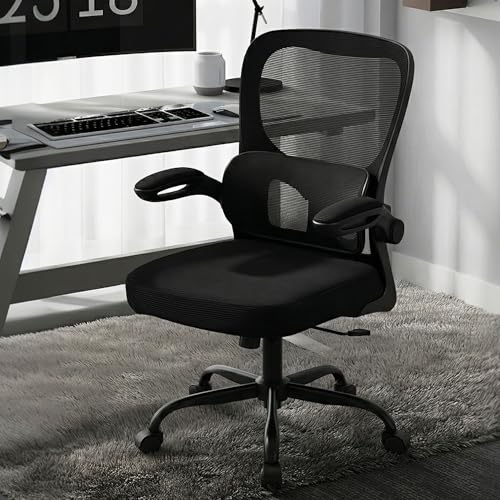 Image of AreShark Office Chair Ergonomic Desk Chairs with Adjustable Lumbar Support, High Back Breathable Mesh Chair with Wheels& Flip-up Armrests,Rolling Swivel Comfy Task Computer Chair for Home Work Gaming