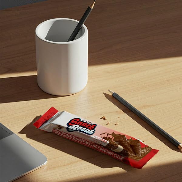 Miniatura 9 de Snack Break Rollos de oblea de avellana, galletas de oblea enrolladas, delicioso aperitivo recubierto de cacao, envueltos individualmente, palitos
