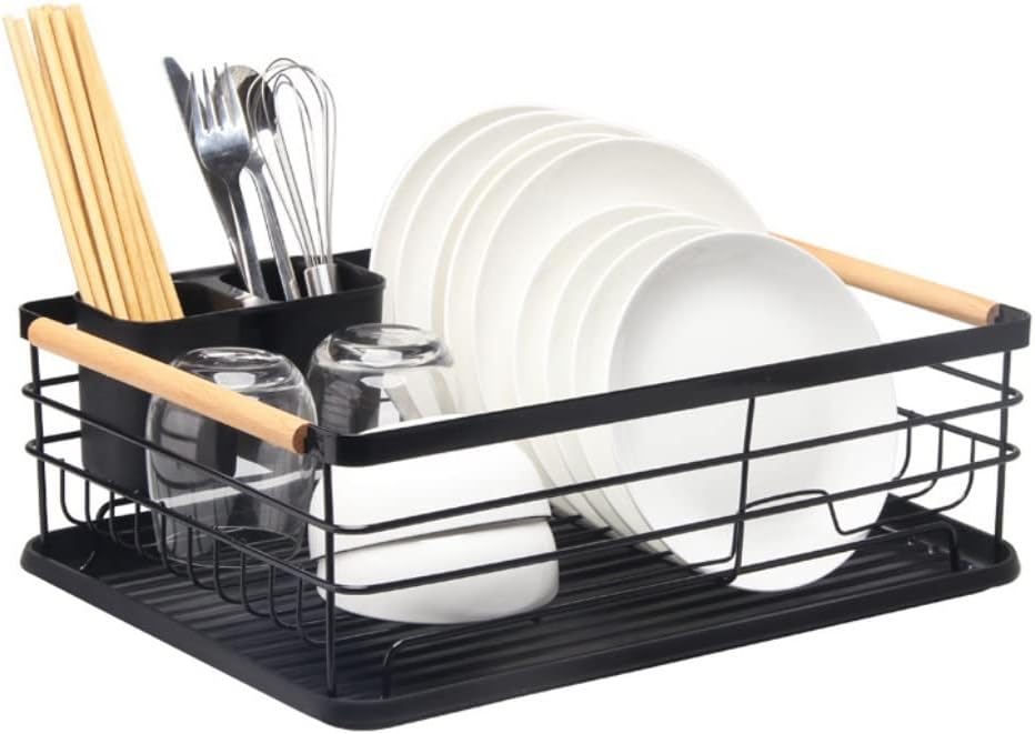 Dish Drying Rack Tableware Holder Dish Rack with Drip Tray Kitchen Cutlery Storage Basket Dish Drainer Rack with Holder Storage for Kitchen Drying Rack Kitchen(White,1-Tier)