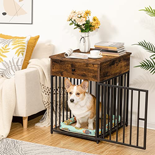 HOOBRO Dog Crate Furniture, Wooden Dog House, Decorative Dog Kennel with Drawer, Indoor Pet Crate End Table for Small… - Image 7