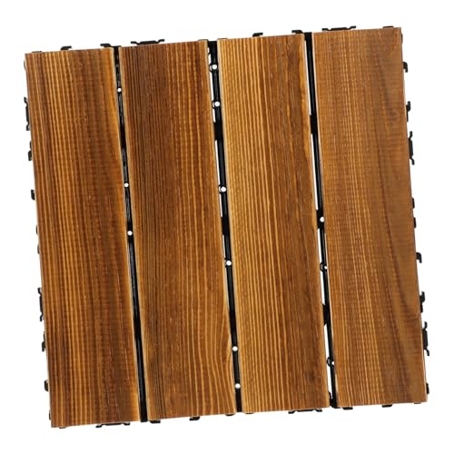 FUTUREORYY Piso de Madera para Exteriores Resistente la Intemperie Azulejo de Patio Interconectable Suelo de Balcón de Madera Carbonizada Diseño Antideslizante para Jardín y Terraza
