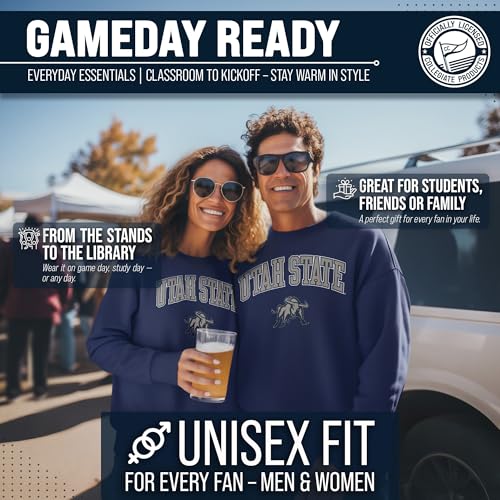 Image of NCAA College Sweatshirt Fleece Crewneck Pullover for Men and Women | Officially licensed NCAA college gameday crewneck pullover - 9 oz fleece lined sweatshirt with arch and logo design