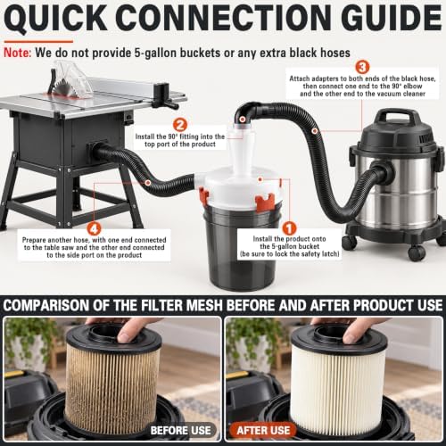 Cyclone Dust Separator with Detachable Extended Tube for 5-Gallon Buckets — 사진 3