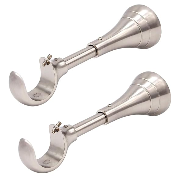 Heavy Duty Curtain Rod Brackets for Wall, 6 inch Adjustable Curtain Rod Brackets Extra Long Over Blinds Holder for Heavy Curtains 2 pcs Extended Hardware Wall Mounted Hangers Set of Two Brushed Nickel by A Key Tech - Used condition - US$15.99