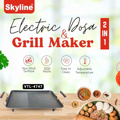 Skyline Electric Dosa & Grill Maker 2 in 1 | Black - Image 2