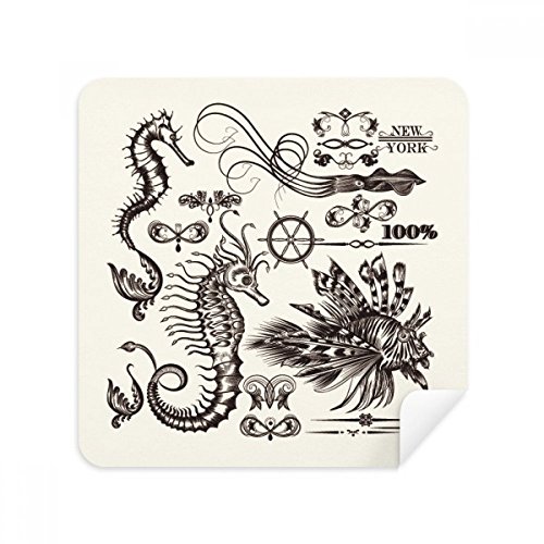 Chiffon noir hippocampe essuie-lunettes et écran en suède x2