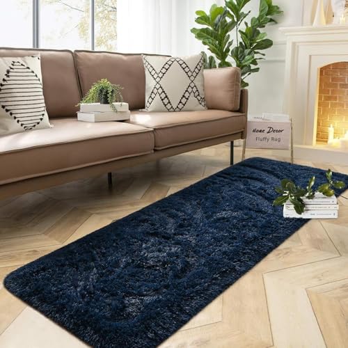 Image of 2x8 feet Soft Runner Rug for Living Room and Bedroom, Modern Indoor Floor Carpet with Non-Slip Backing, Comfortable Decorative Home Decor Rug, Easy Clean & Durable- (Blue, Rectangular)