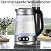 Ecosa® Glas Wasserkocher mit Temperatureinstellung 1,8 Liter 2.200 Watt Edelstahl mit Temperaturwahl Teekocher 100% BPA FREI Warmhaltefunktion LED Beleuchtung Memory-Funktion