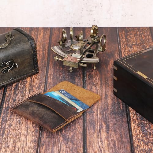 Distressed Leather Business Card Holder, Slim Credit Card Wallet for Men and Women, Vintage Brown Leather, Compact, Minimalist Card Organizer for Pocket or Purse, Stylish, Durable Card Case3