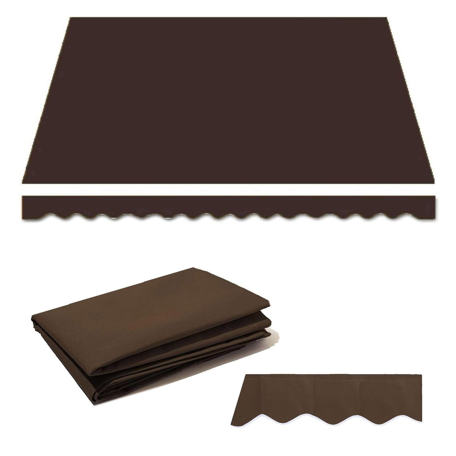 GJZQDKX Retractable Patio Awning Replacement Fabric UV Protection Sun Shade Canopy for Outdoor Deck Custom Size 12x10ft in Coffee Color - Ideal for Windows & Doors