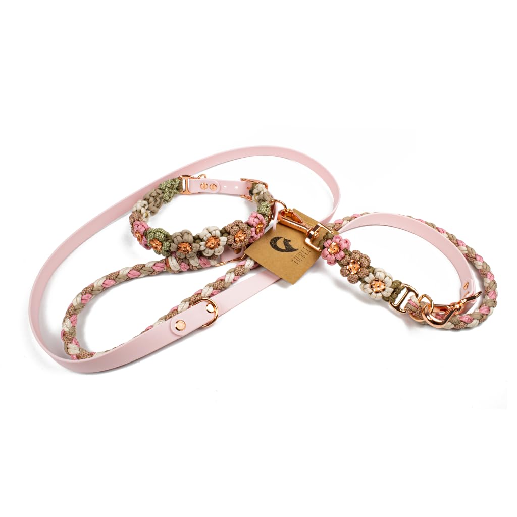 Hundeleine Tierluxe Blumen Biothane Paracord (Rosa, M Lienelänge: 250 cm)