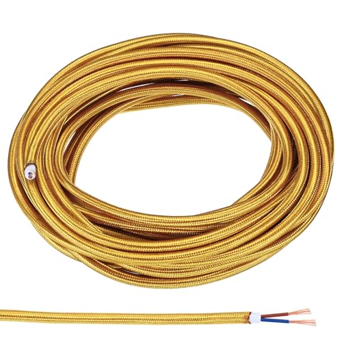 Fil électrique vintage en tissu or PATIKIL 18AWG câble rond pour lampe suspendue DIY