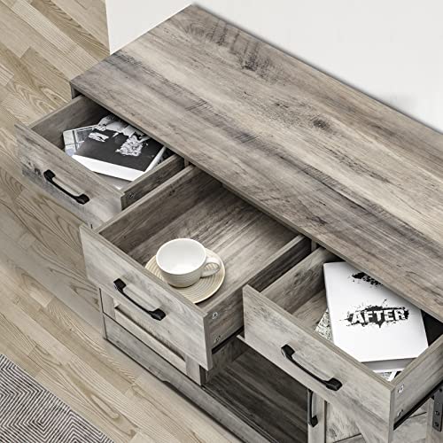 Kitchen Buffet Sideboard,Wine Cabinet,Coffee Bar Table,Farmhouse Liquor Storage Cabinet With 3 Drawers, Sliding Barn Door Cupboard Table For Kitchen,Living Room,Dining Room #TOP6