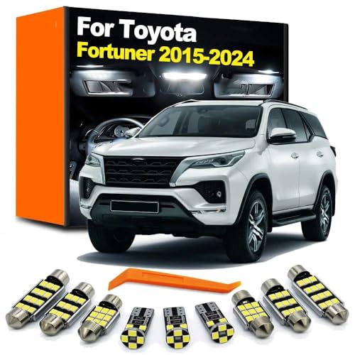 BYSDOPNV 8Pcs LED Plate Bulb Interior Reading Map Light Kit, for Fortuner 2015 2016 2017 2018 2019 2020 2021 2022 2023 2024