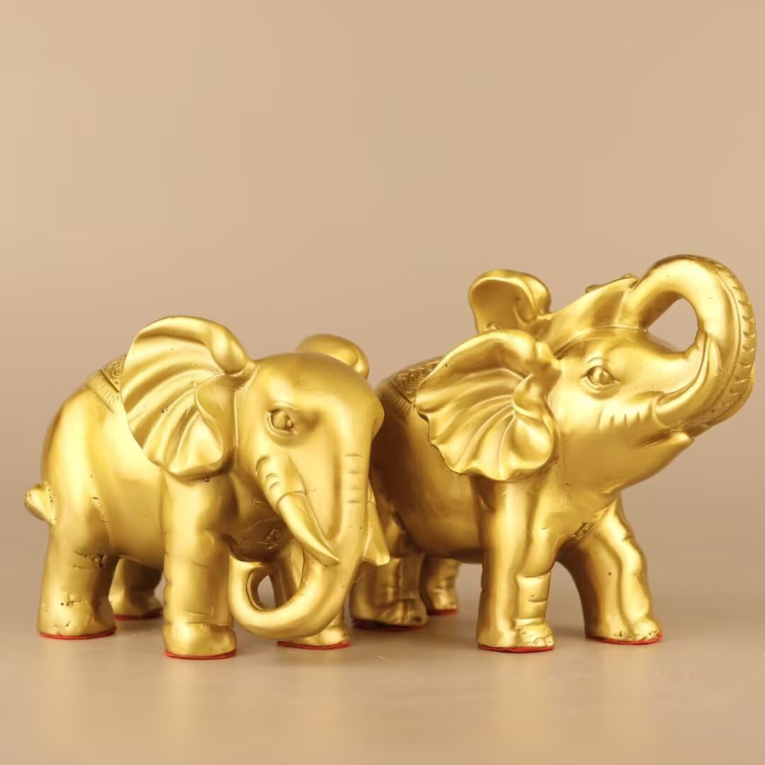 Dytartzx Pure Copper Fortune Elephant Statue, Handcrafted Fengshui Elephant Figurine for Home Office Decor, Lucky Wealth Elephant Ornament for Good Luck & Prosperity, So