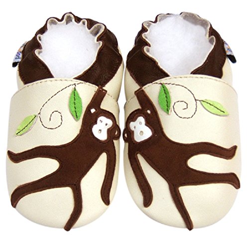 Jinwood Prewalk Baby Shoes Boy Girl Infant Children Kid Toddler Crib Boy First Walk Gift Monkey Beige (12-18month, Beige)