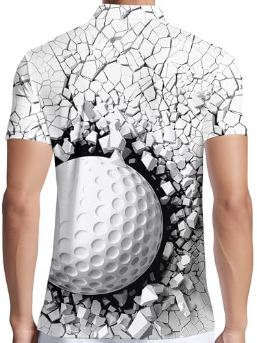 Image of PAGYMO Funny Golf Shirts for Men Crazy Printed Pattern Novelty Moisture Wicking Performance Mens Polo Shirt