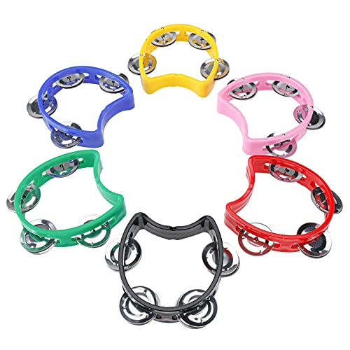 Patioer Hand Tambourine Bells, 12 Pcs Plastic Musical  Percussion Tambourine With 4 Bells, Metal Jingles Tambourines #TOP1