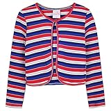 Cardigan avec col rond, manches longues, motif à rayures, longueur normale, fermeture à bouton sur le devant.