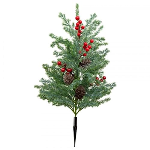 MERIGLARE クリスマス 人工樹木 ガーデンステーク 装飾アクセサリー 装飾用人工植物 ガーデンステーク 屋外 結婚式用, レッドベリー 松ぼっくり