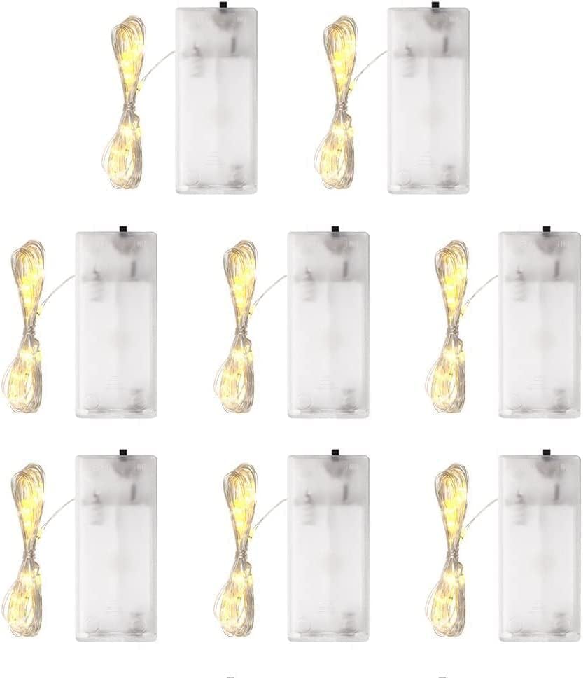 WATUNID 8PCS Fairy Lights Battery Operated, 6.6ft 20 Led Copper Wire