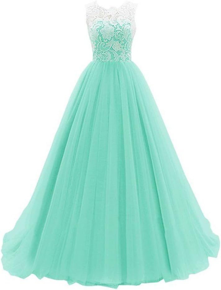 kekehouse A-Line Wedding Bridesmaid Dress, Lace, Size Long, Flower Design - Green -