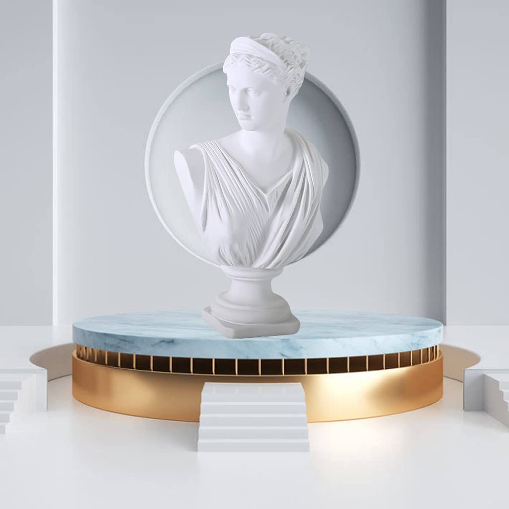 Baoblaze 12 Pouces Classique Grec Diana Buste Statue Ancienne Grecque Sculpture Figurine décor Maison résine Artisanat pour Croquis Pratique, Blanc