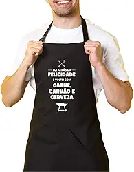 Avental De Cozinha Churrasqueiro Preto Atrás Da Felicidade
