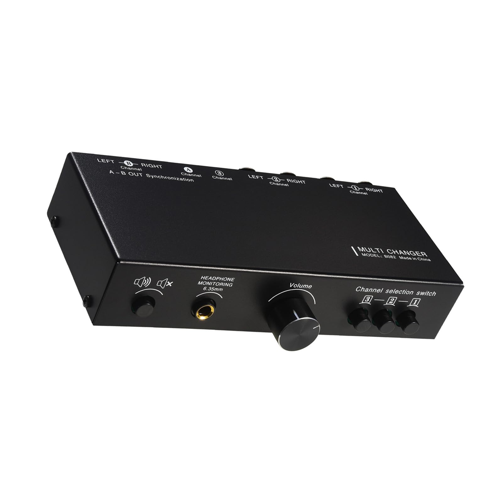 Commutatore di Segnale Audio 3 Ingressi e 3 Uscite, Preamplificatore Passivo con Selettore di Linea Bilanciato, Controller Volume con Interruttore Mute e Uscita Cuffie, Ideale per