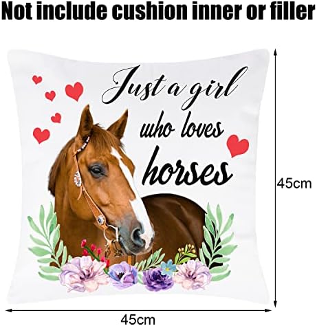 Merclix Horse Cushion Covers 45 x 45 cm Horse Gifts for Girls Age 9-11 Horse Lover Gifts for Girls Birthday Christmas Horses Gifts for Girls Daughter
