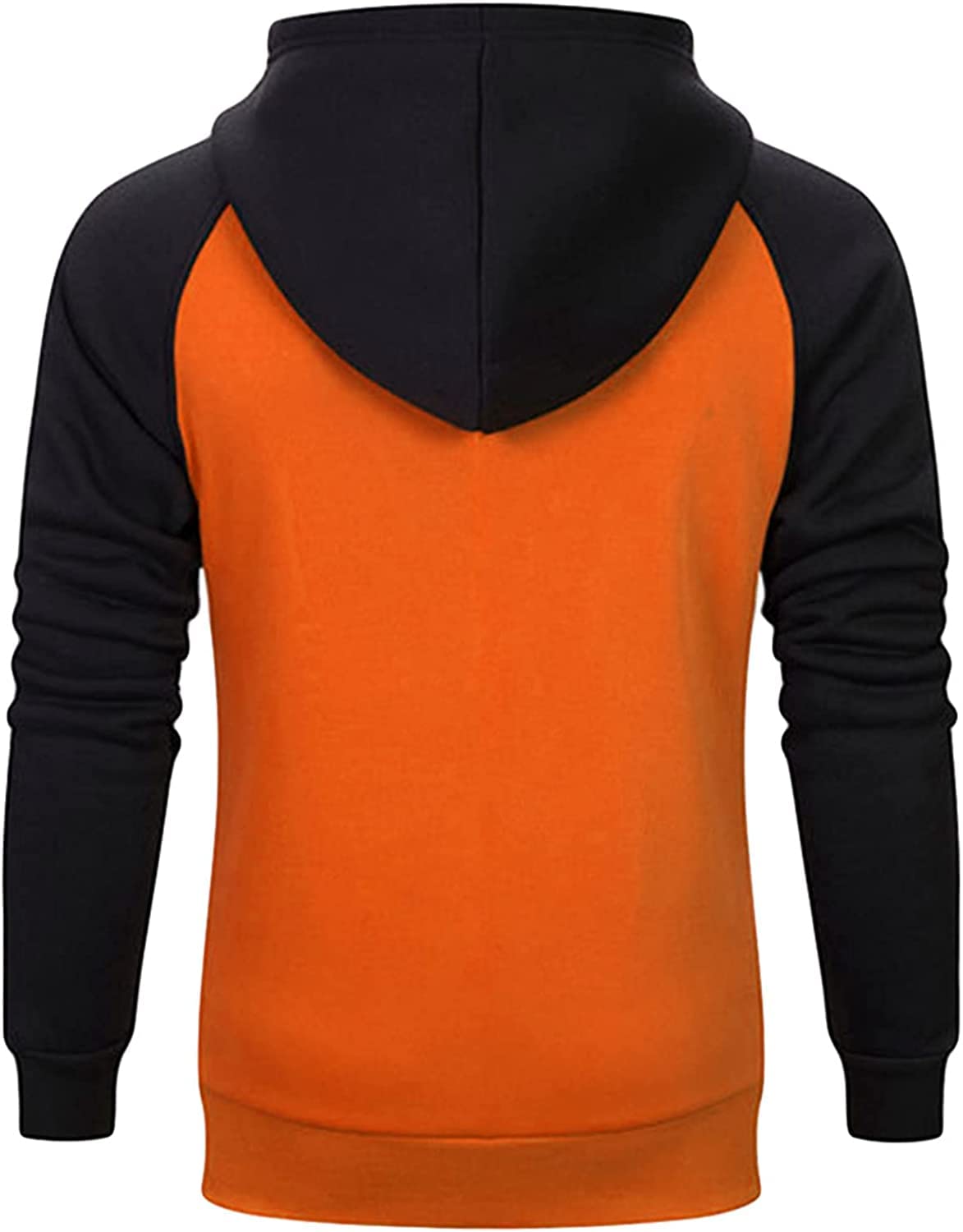 JEKE-DG Gifts for Men Hoodies Colorblock Cool Pullover Flannel Shirts Long Sleeve Warm Sweatshirt Hip Hop Youth Sport Outwear (Large,Orange)