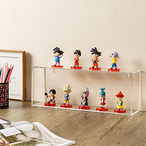 Mygift Wall Mounted Clear Premium Acrylic Collectible And Figurines Display Storage Floating Shelf, 2 Tier Hanging Shadow Box Style Shelf Rack #TOP1