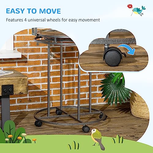 PawHut Parrot Stand Large Bird Perch Stand with Toy Hook & 3 Ladders, Parrot Perch with Easy Grip, Bird Wooden Stand, Gray