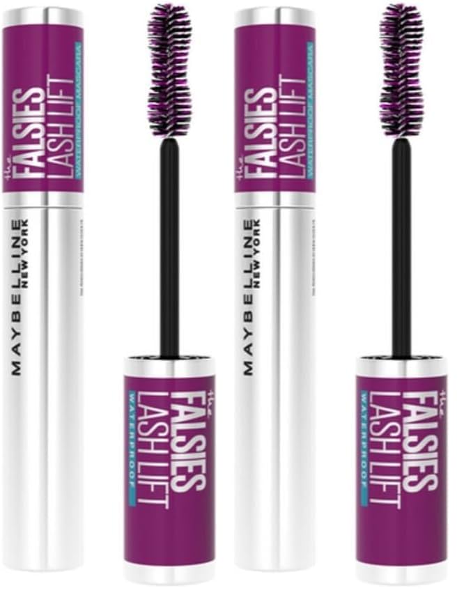Maybelline New York Mascara mit Falsche-Wimpern-Effekt, Wasserfest, Falsies Lash Lift, 01 Black, 9,6 ml (Packung mit 2)