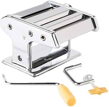 KriShit Mart Stainless Steel Manual Pasta Maker with 9 Thickness Settings, Dough Cutter & Hand Crank  Ideal for Spaghetti, Linguine, Fettuccine & Lasa...
