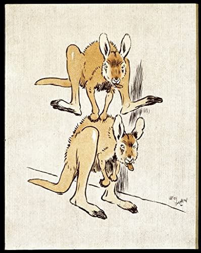 Tableau kangourous d'après Cecil Aldin impression sur toile 60x90cm