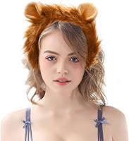Vista 90 de HODRME - Diadema de orejas y cuernos de animales de felpa, para Halloween, Navidad, festival, fiesta temática de animales, cosplay, o disfraz