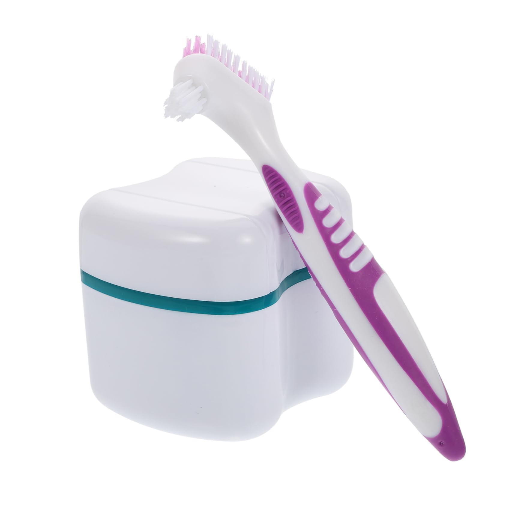 IWOWHERO Cleaning Brush Home Use Double Head Toothbrush for False with Tooth Box and Soft Bristles