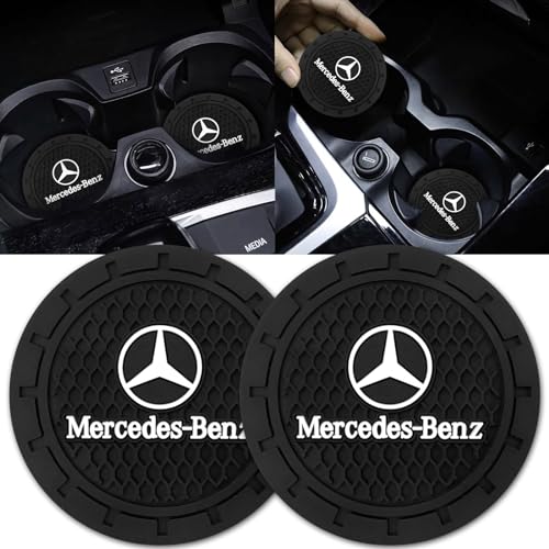 SDSHSM Car Cup Holder Coaster for Mercedes-Benz A-Class C-Class CLA CLS GLC GLE GLS Recessed Silicone Non-Slip Car Interior Accessories Drink Coaster 2.76in 2PC Black