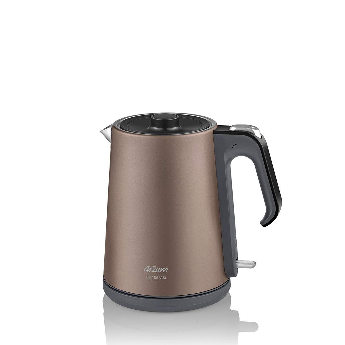 Arzum Théière turque électrique - Puissance : 1650 W - Théière de 1,2 l - Bouilloire de 1,8 l - En acier inoxydable - Fonction maintien au chaud - Protection contre le fonctionnement à sec -