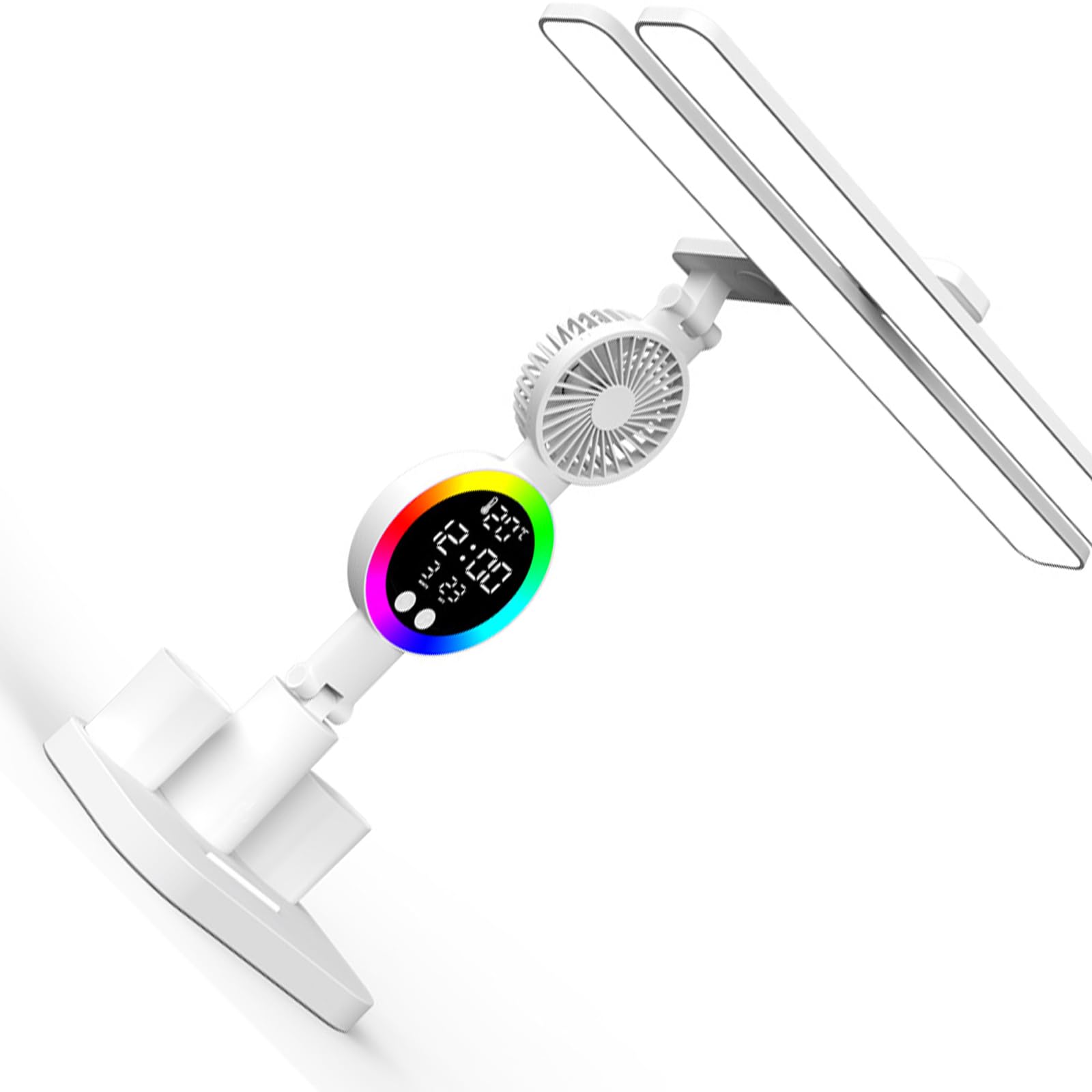 Kaeltsyn Multifunction Pliable Desk Lamp Modifiable Color Temperature Tiny Fan Pen Holder Transportable Rechargeable USB Powered Transportable Rechargeable