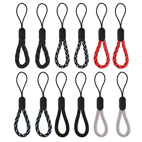 Cobee Lot de 12 lanières de Poignet réglables en Nylon,Miniature Lanyard Dragonne Poignet Dragonnes,Poignet Lanière pour téléphone Portable, Appareil Photo, clés, clés USB (12 cm)