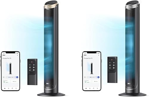 Dreo Ventilador de torre WiFi de 40 pulgadas, refrigeración de alta velocidad de 26 piess, ventilador de piso silencioso con control remoto y