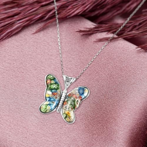 Shop Lc Delivering Joy 2790783 Shop Lc Colorful Dainty Butterfly Necklace For Women Murano Style Millefiori Glass Cute Aesthetic Beach Jewelry Friendship Gifts thumb #4